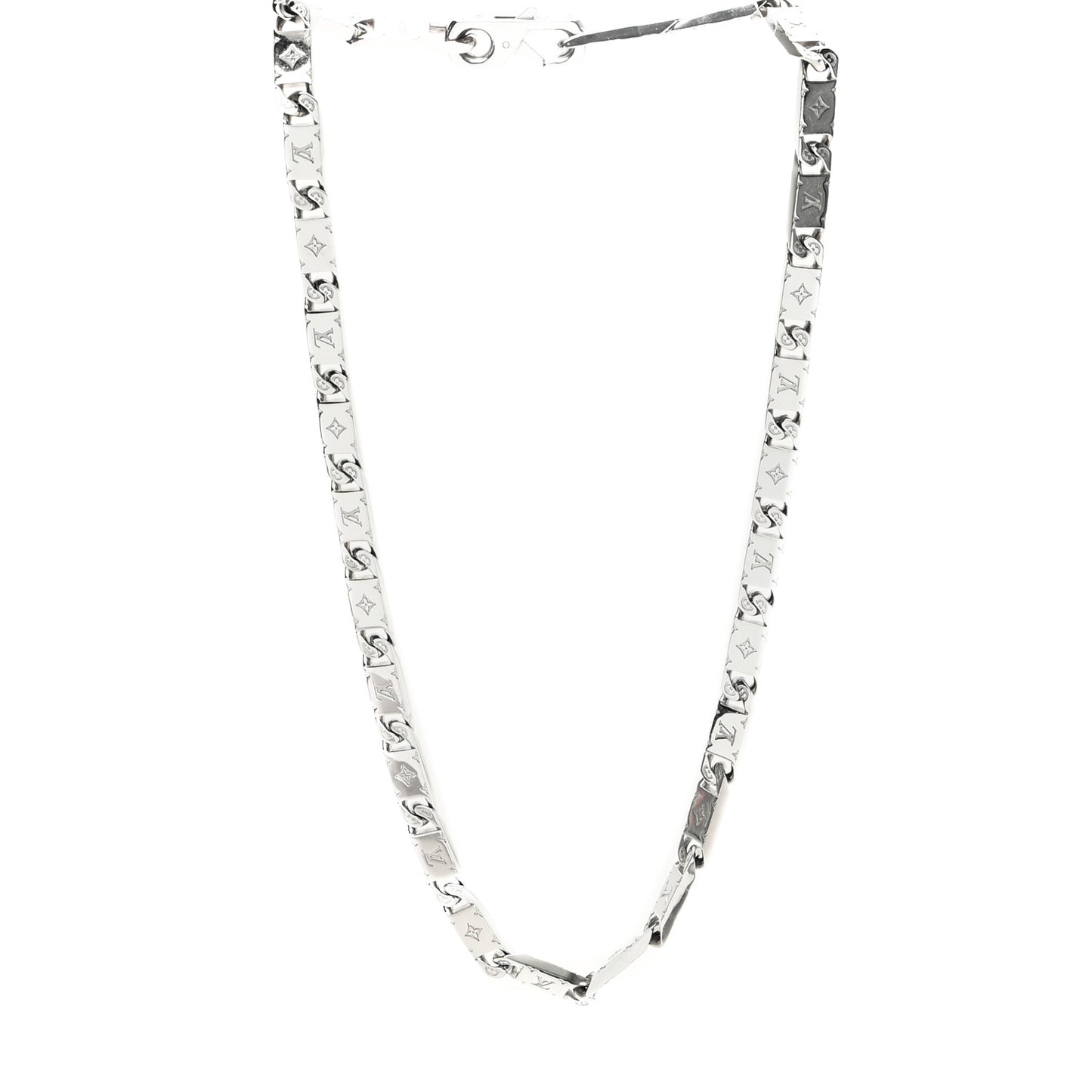Metal Monogram Tied Up Necklace Silver