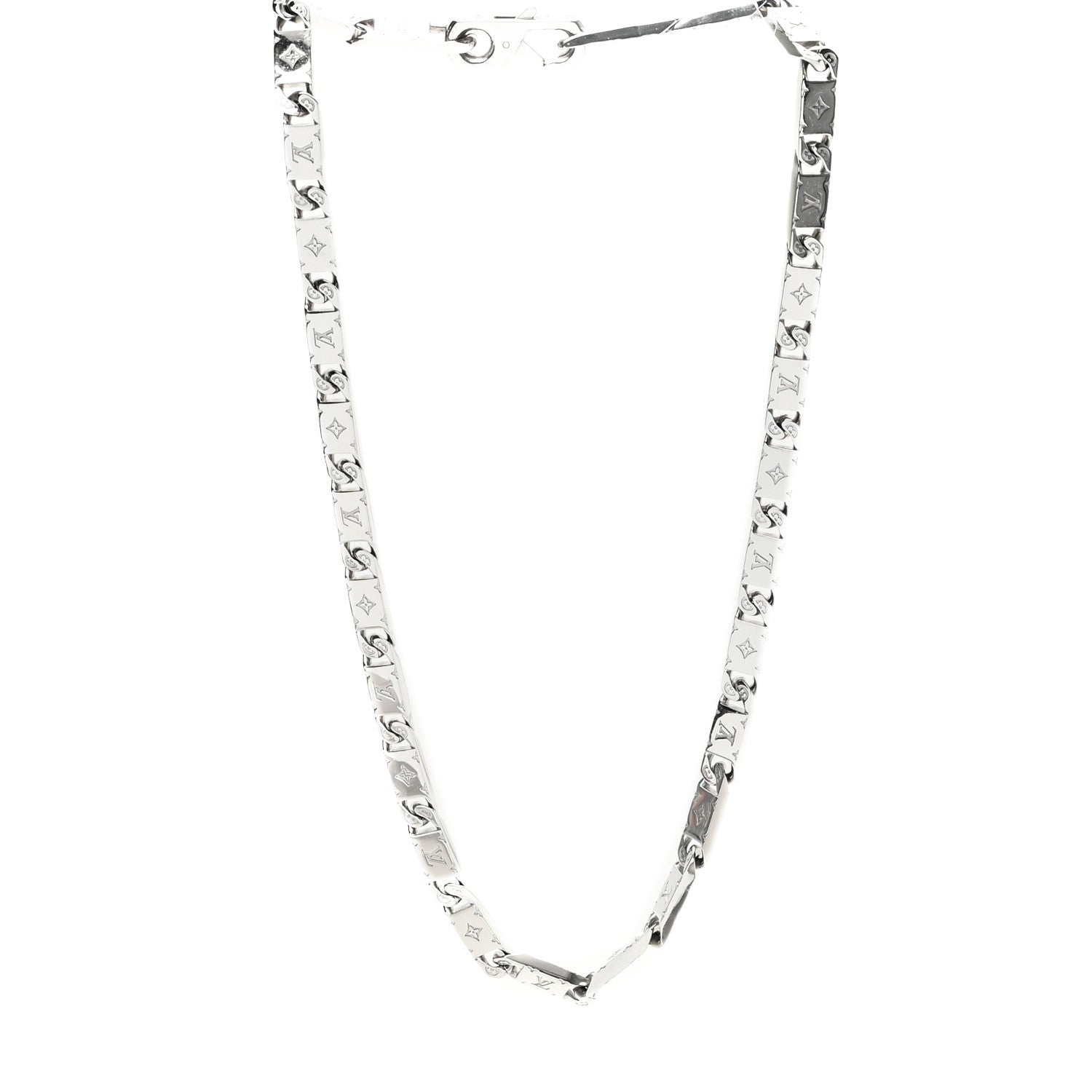 Louis Vuitton Metal Monogram Tied Up Necklace Silver 3 of 5