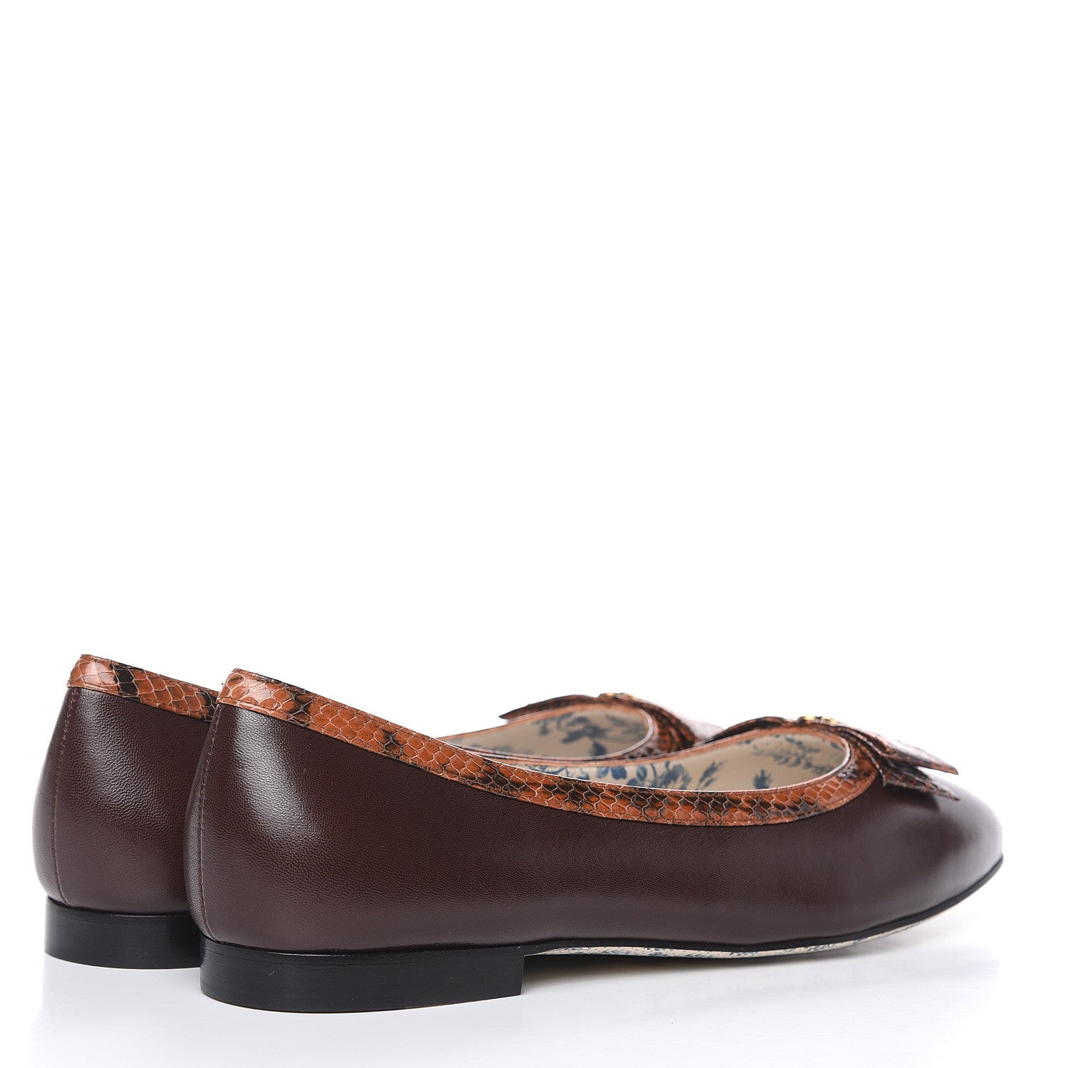 Gucci Malaga Kid Elaphe Yva Ballet Flats 42 Cocoa 4 of 9