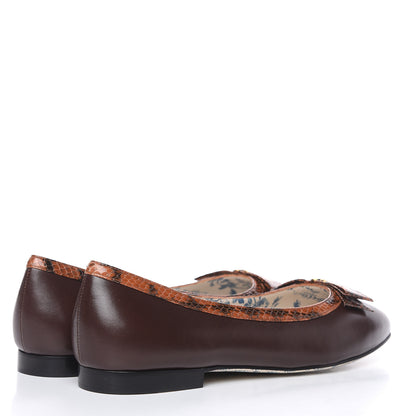 Gucci Malaga Kid Elaphe Yva Ballet Flats 42 Cocoa 4 of 9