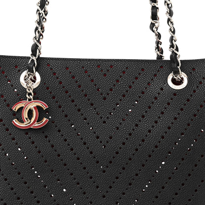 Chanel Perforated Grained Calfskin Large Shopping Tote Black 8 of 11
