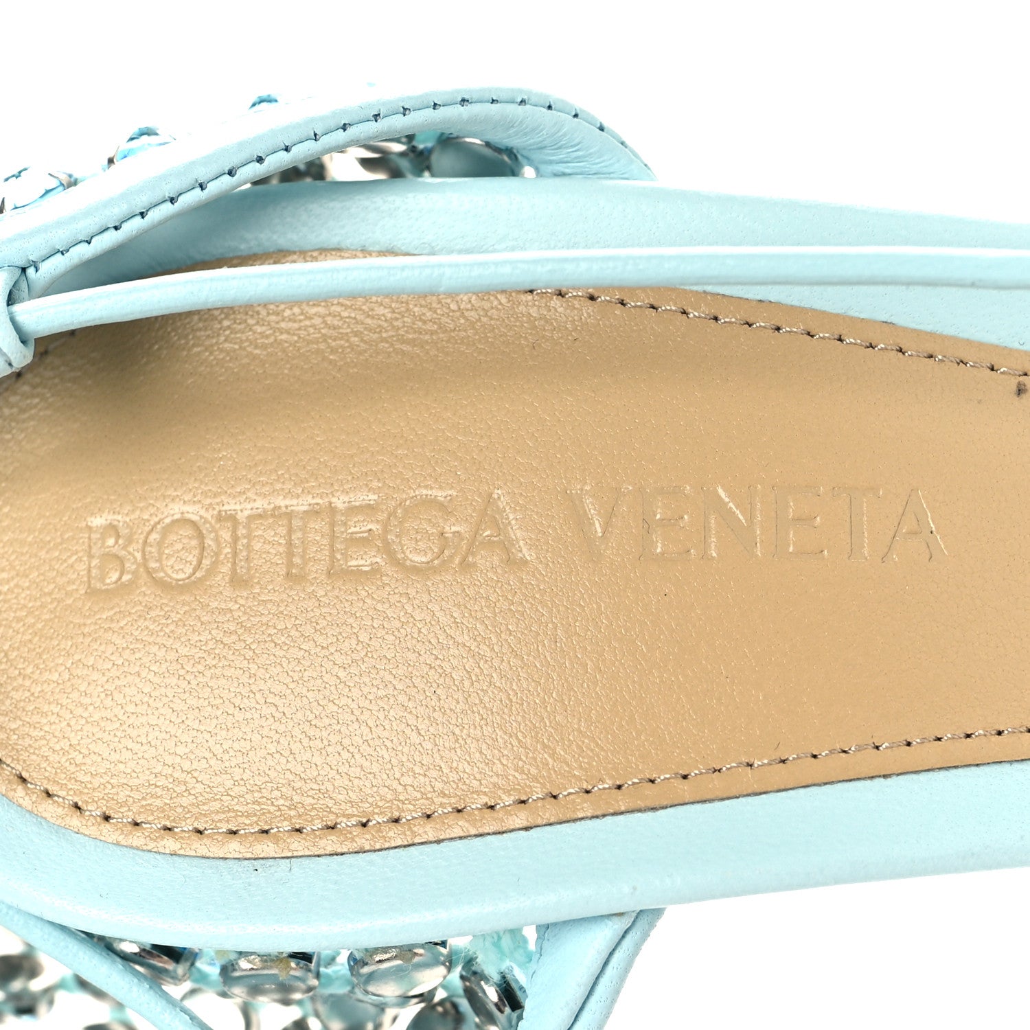 Bottega Veneta Mesh Nappa Crystal Embellished Sparkle Stretch Ankle Tie 90mm Sandals 36 Pool 8 of 8
