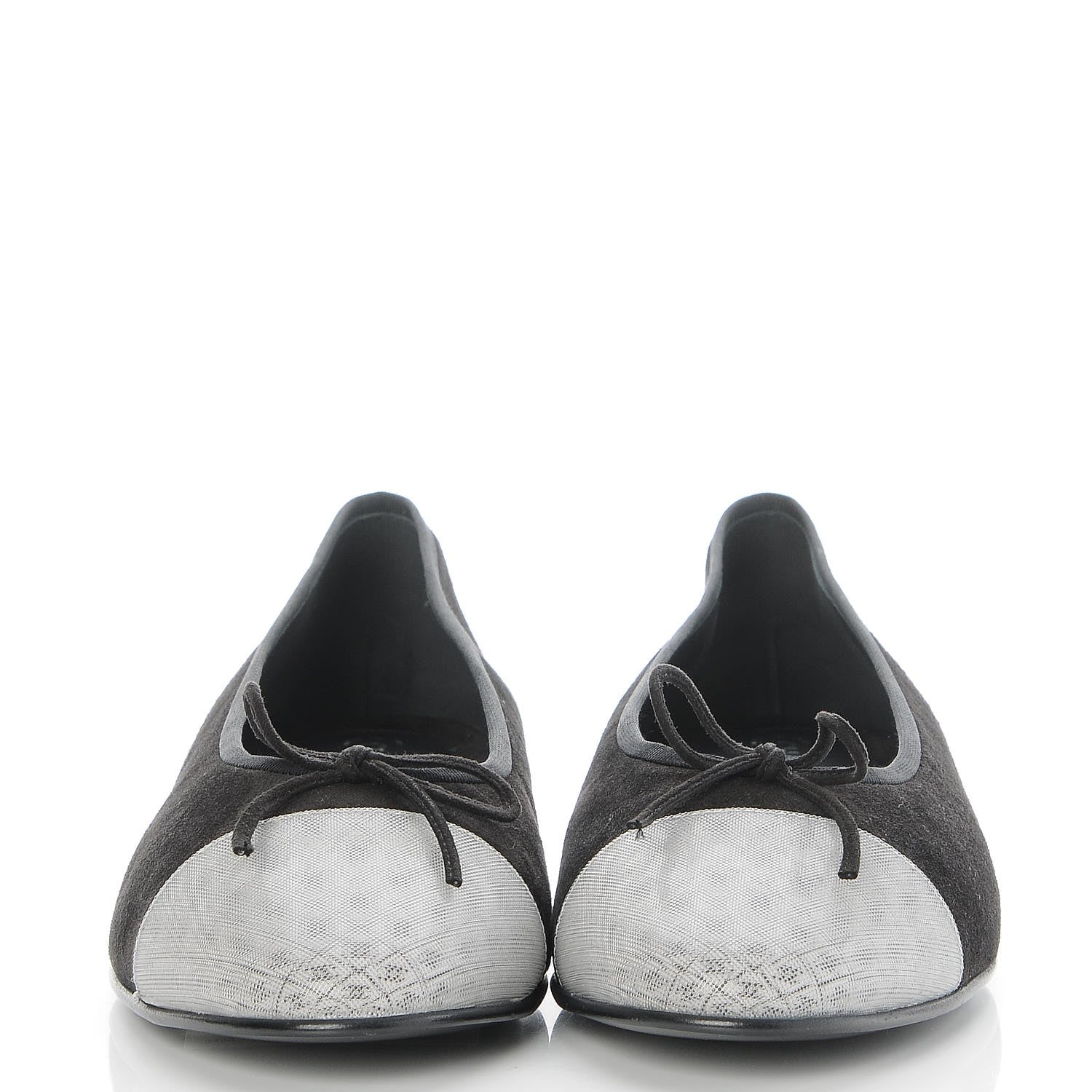 Chanel Kid Suede Hologram Cap Toe CC Ballerina Flats 41.5 Black White 2 of 9