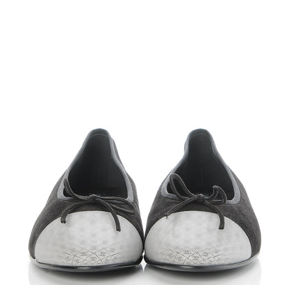 Chanel Kid Suede Hologram Cap Toe CC Ballerina Flats 41.5 Black White 2 of 9