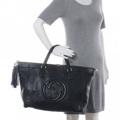 Gucci Pebbled Calfskin Large Soho Top Handle Bag Black 2 of 8