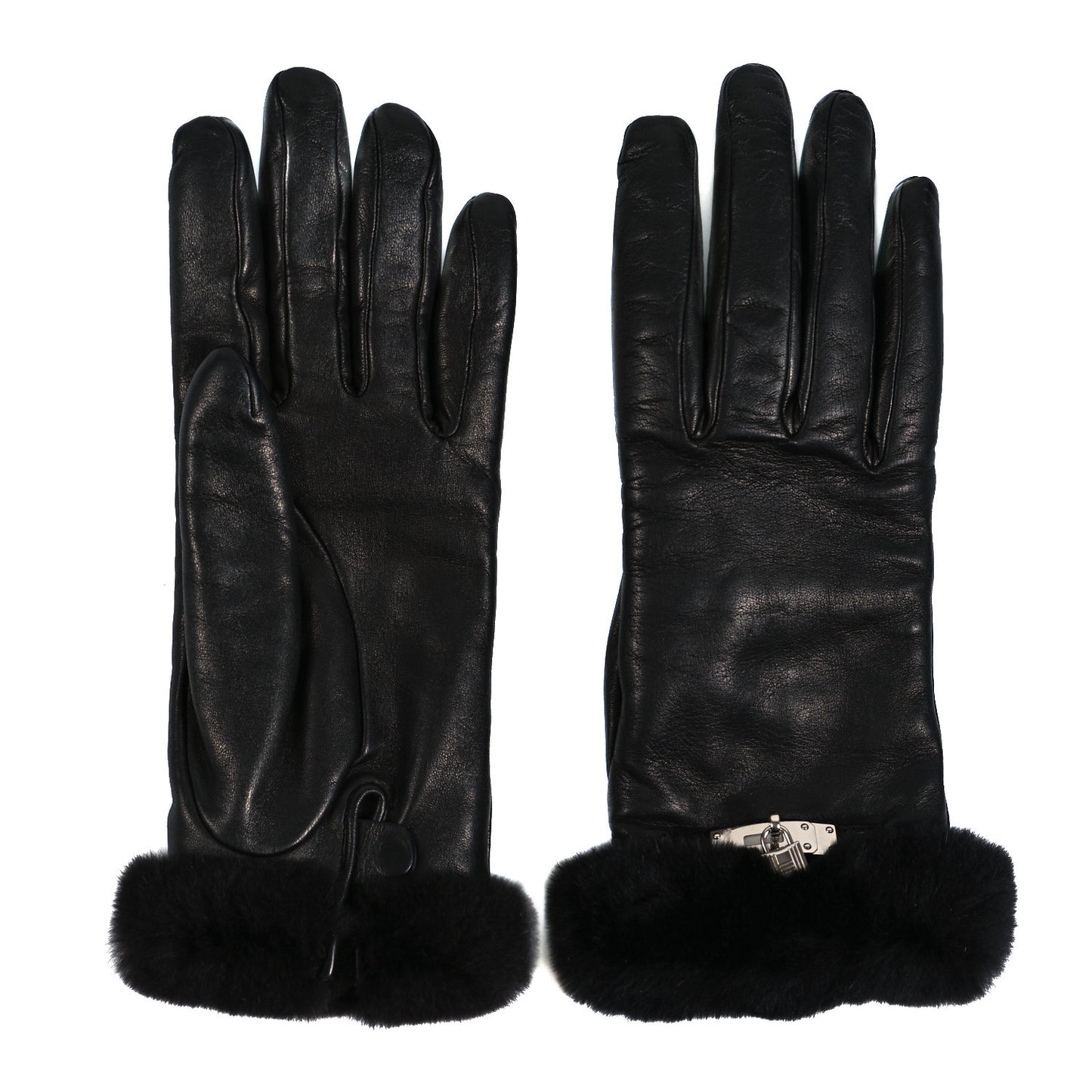 Lambskin Cashmere Mink Princesse Gloves 7 Black