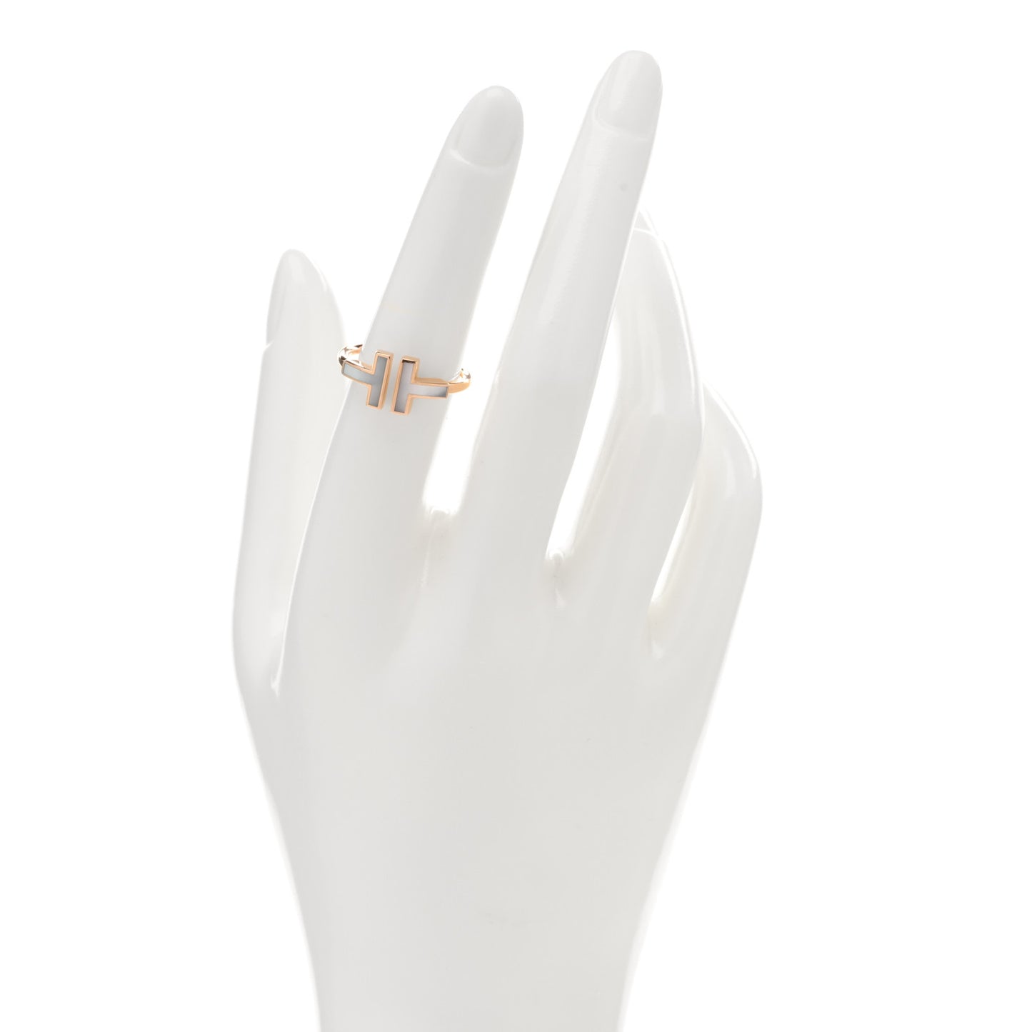 18K Rose Gold Mother of Pearl T Wire Ring 53 6.5