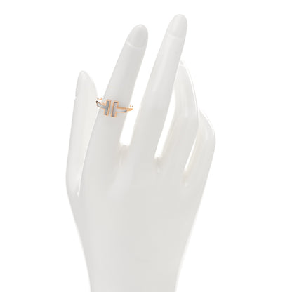 Tiffany 18K Rose Gold Mother of Pearl T Wire Ring 53 6.5 2 of 5