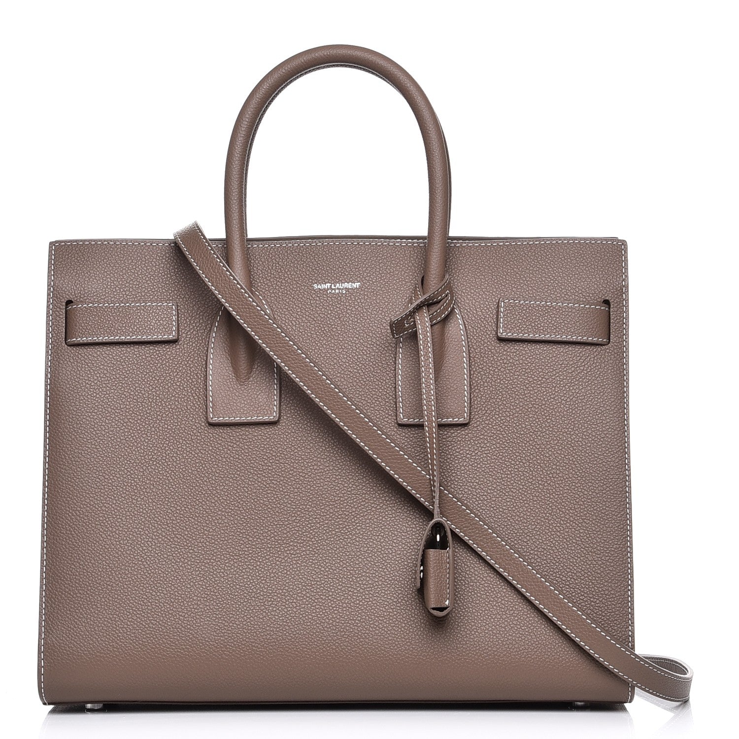 Saint Laurent Grained Calfskin Small Sac De Jour Taupe 1 of 8