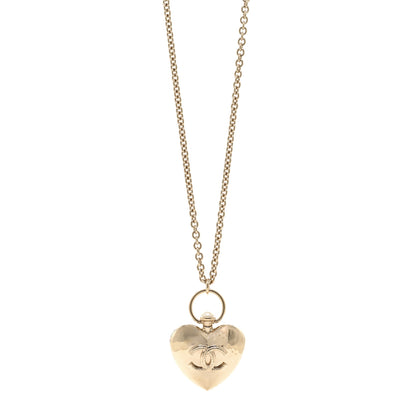 Chanel Metal CC Heart Locket Necklace Gold 1 of 6