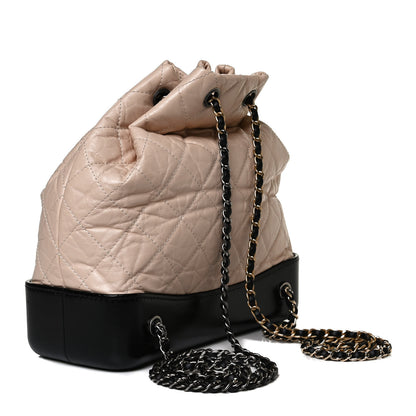 Chanel Aged Calfskin Quilted Gabrielle Backpack Beige Black 3 of 15
