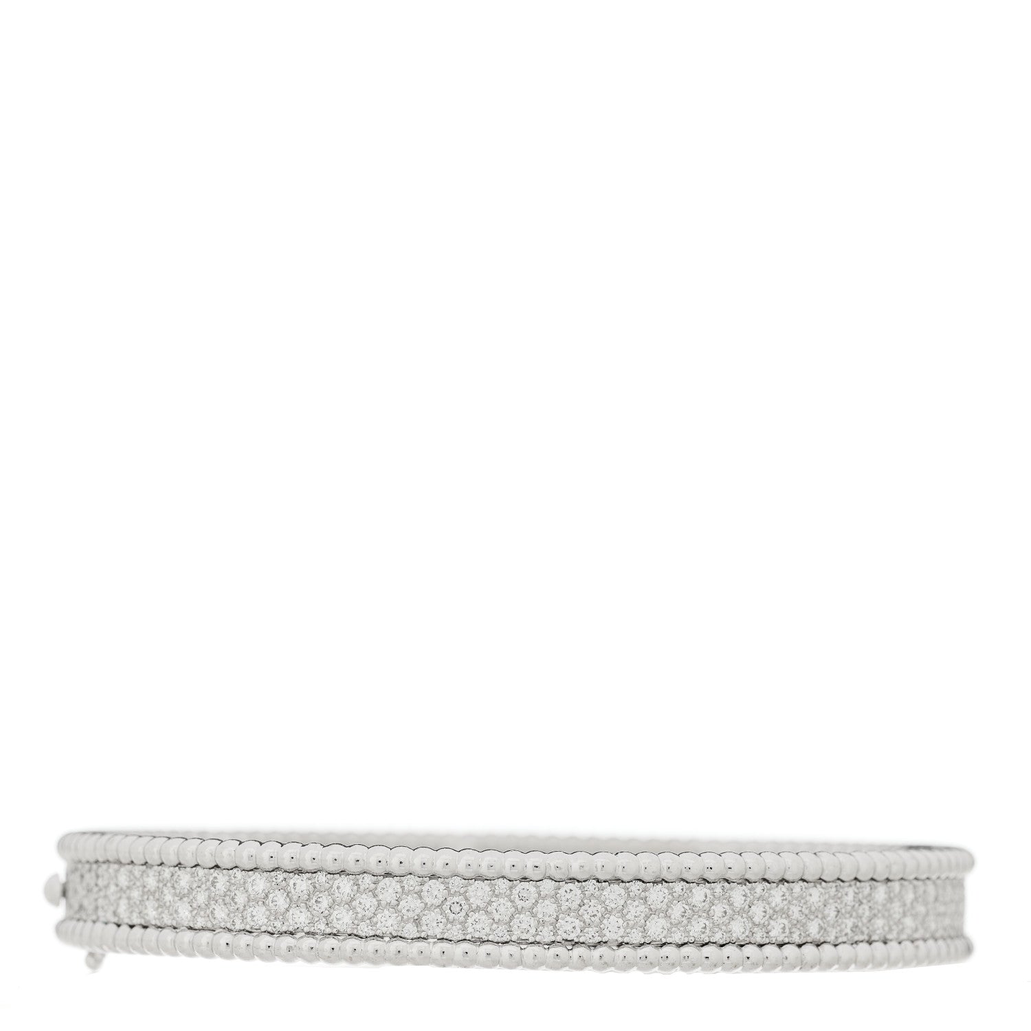Van Cleef & Arpels 18K White Gold Diamond Perlee 3-Row Bangle Bracelet L 2 of 4