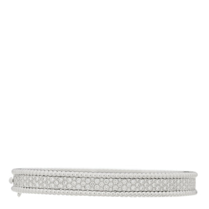 Van Cleef & Arpels 18K White Gold Diamond Perlee 3-Row Bangle Bracelet L 2 of 4