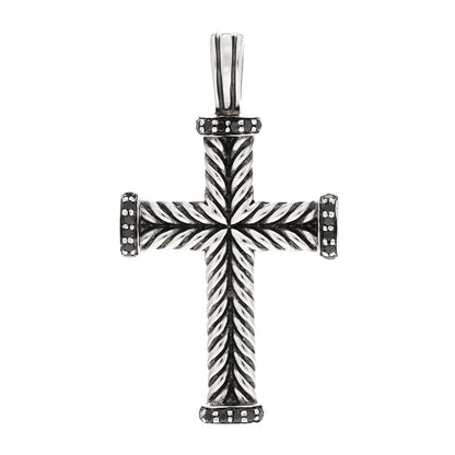 David Yurman Sterling Silver Black Diamond Mens Chevron Cross Pendant 1 of 3