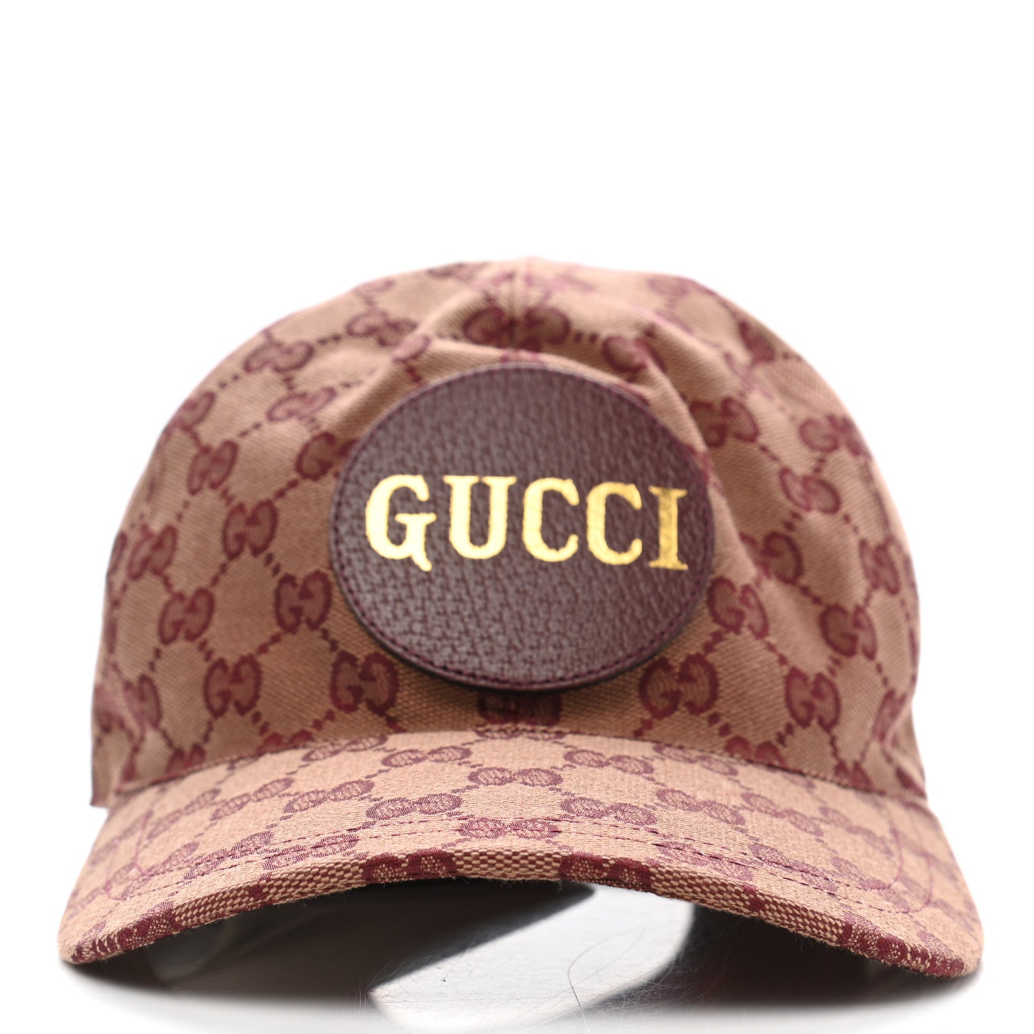 Gucci Monogram Textured Dollar Calfskin Zeno Baseball Hat M Camel Bordeaux 3 of 10