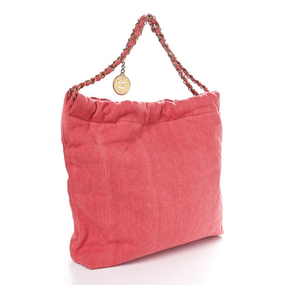 Chanel Washed Denim Quilted Chanel 22 Red 4 of 11