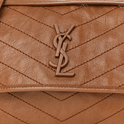 Saint Laurent Crinkled Calfskin Matelasse Monogram Medium Niki Chain Satchel Caramel 9 of 11