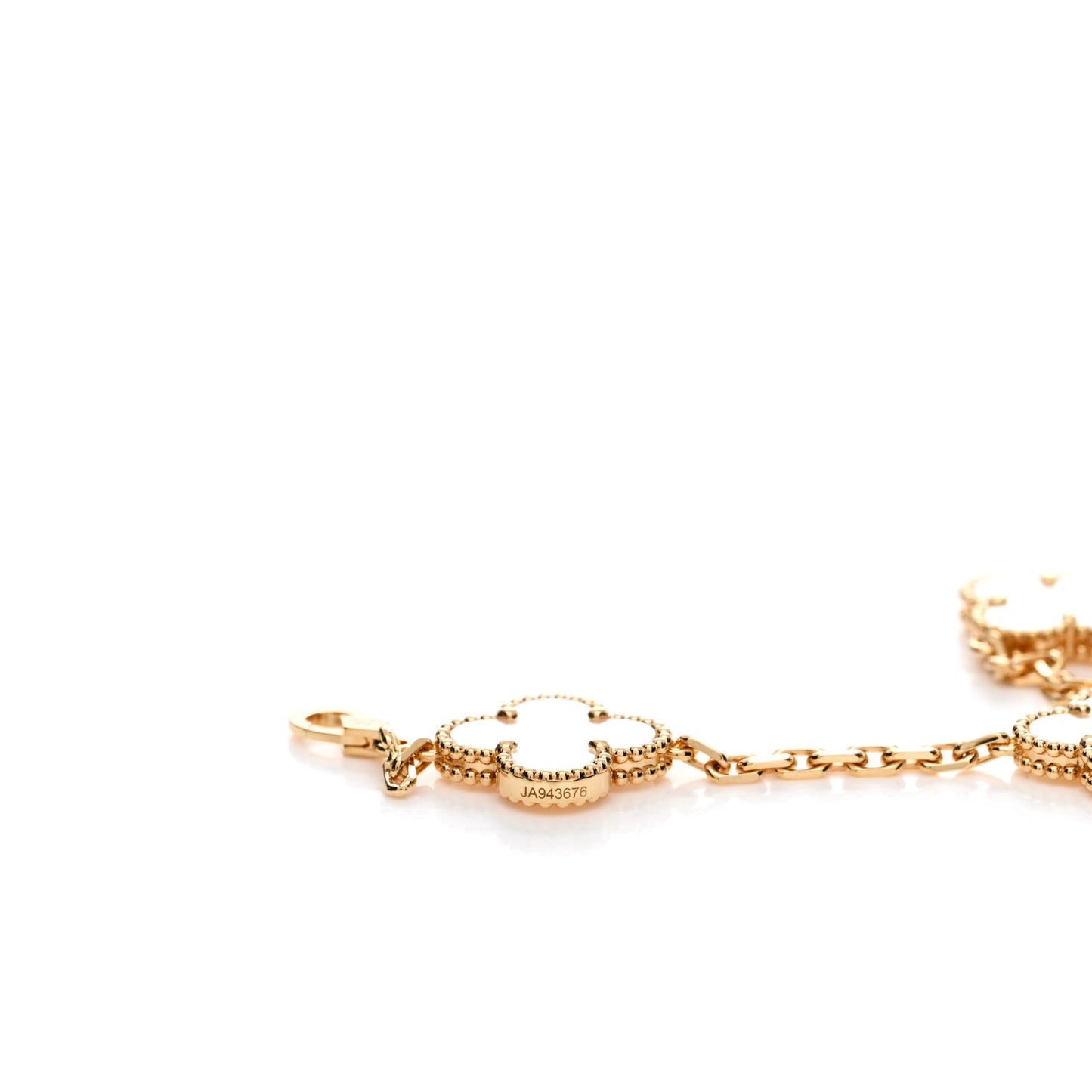18K Yellow Gold Mother of Pearl 5 Motifs Vintage Alhambra Bracelet