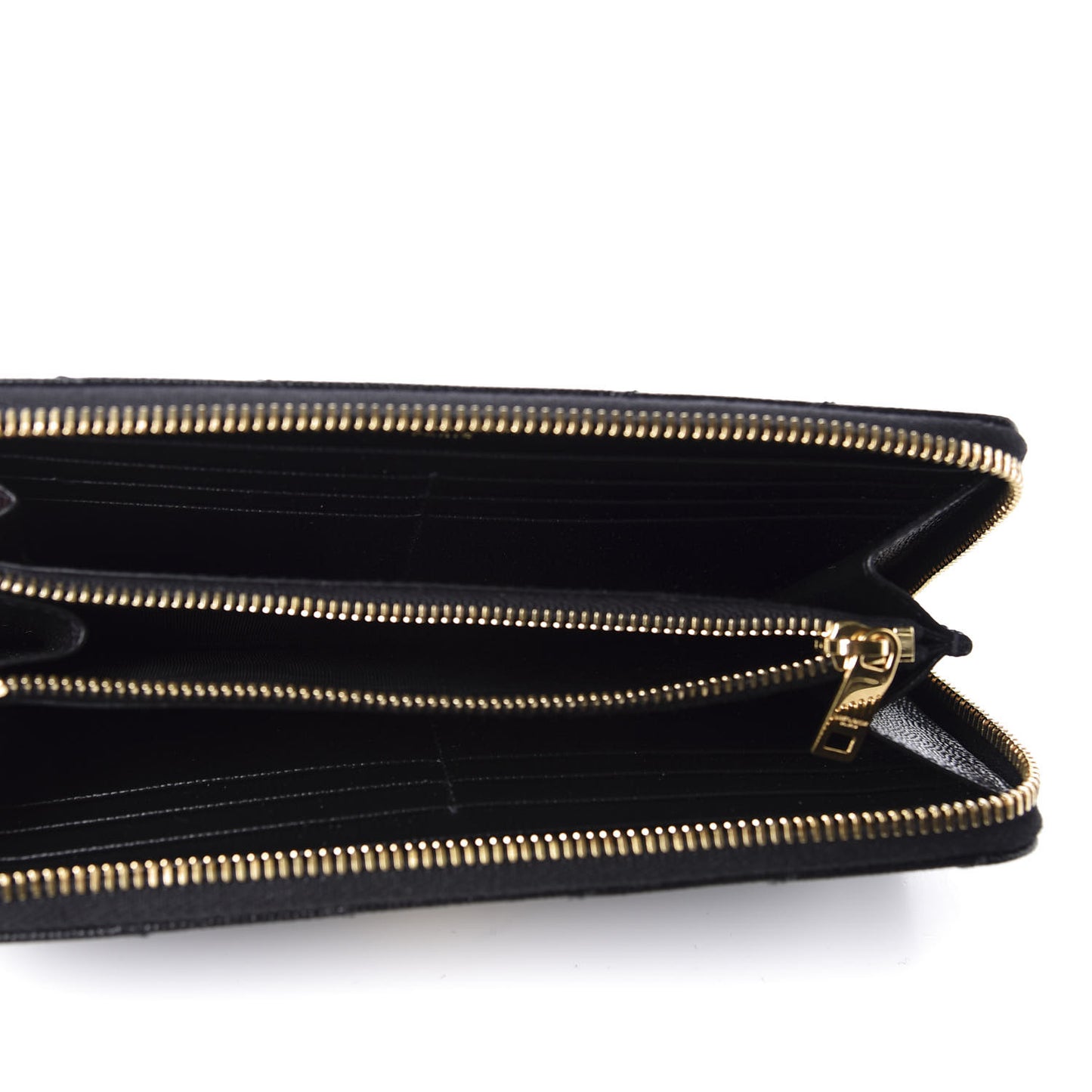 Grain De Poudre Matelasse Chevron Monogram Zip Around Wallet Black