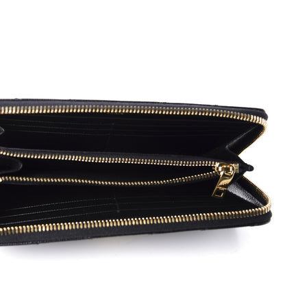 Saint Laurent Grain De Poudre Matelasse Chevron Monogram Zip Around Wallet Black 4 of 9