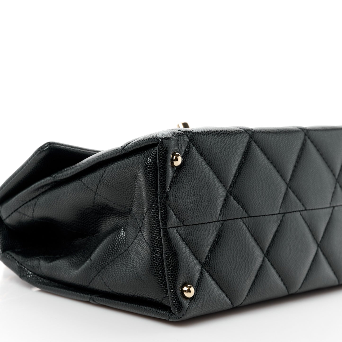 Caviar Quilted Mini Retro Twist Top Handle Flap Black