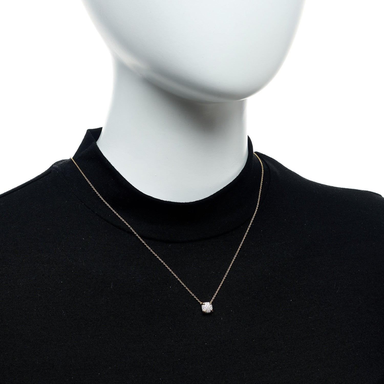 David Yurman 18K Yellow Gold Diamond 7mm Petite Chatelaine Pave Pendant Necklace 2 of 4