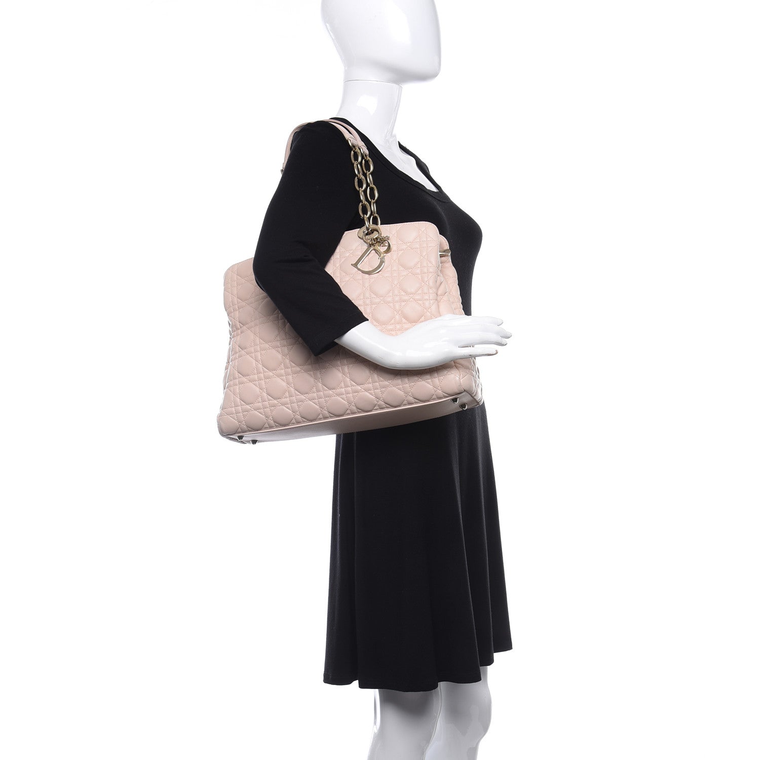 Christian Dior Lambskin Cannage Large Dior Soft Shopping Tote Beige Light Pink 2 of 10