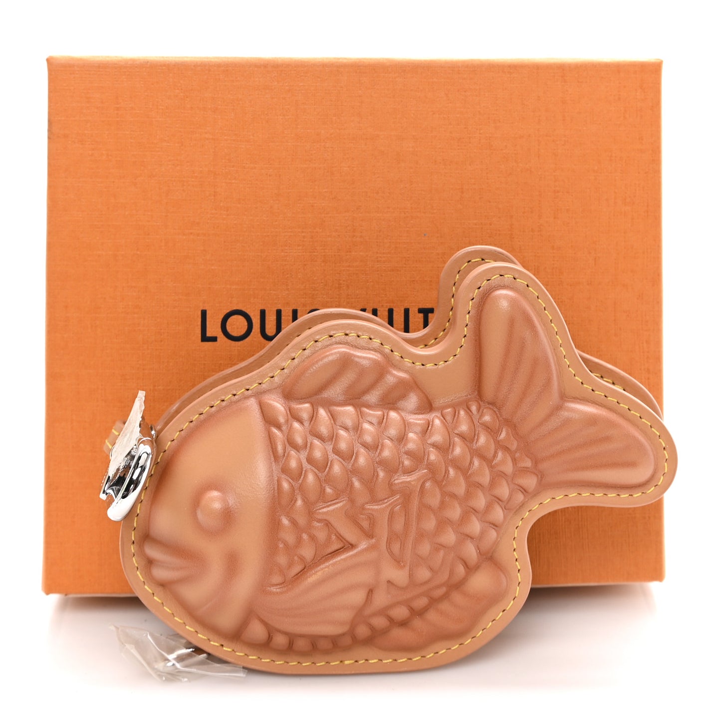 Calfskin Monogram LV Taiyaki Bag Charm Beige