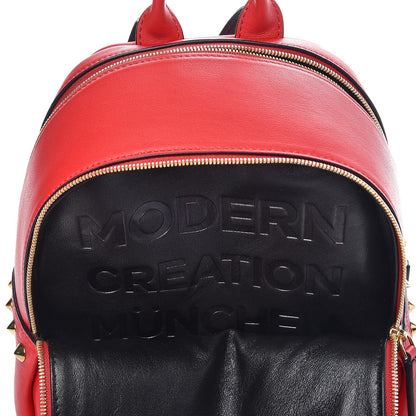 MCM Calfskin Mini Duchess Polke Studs Backpack Red 7 of 11
