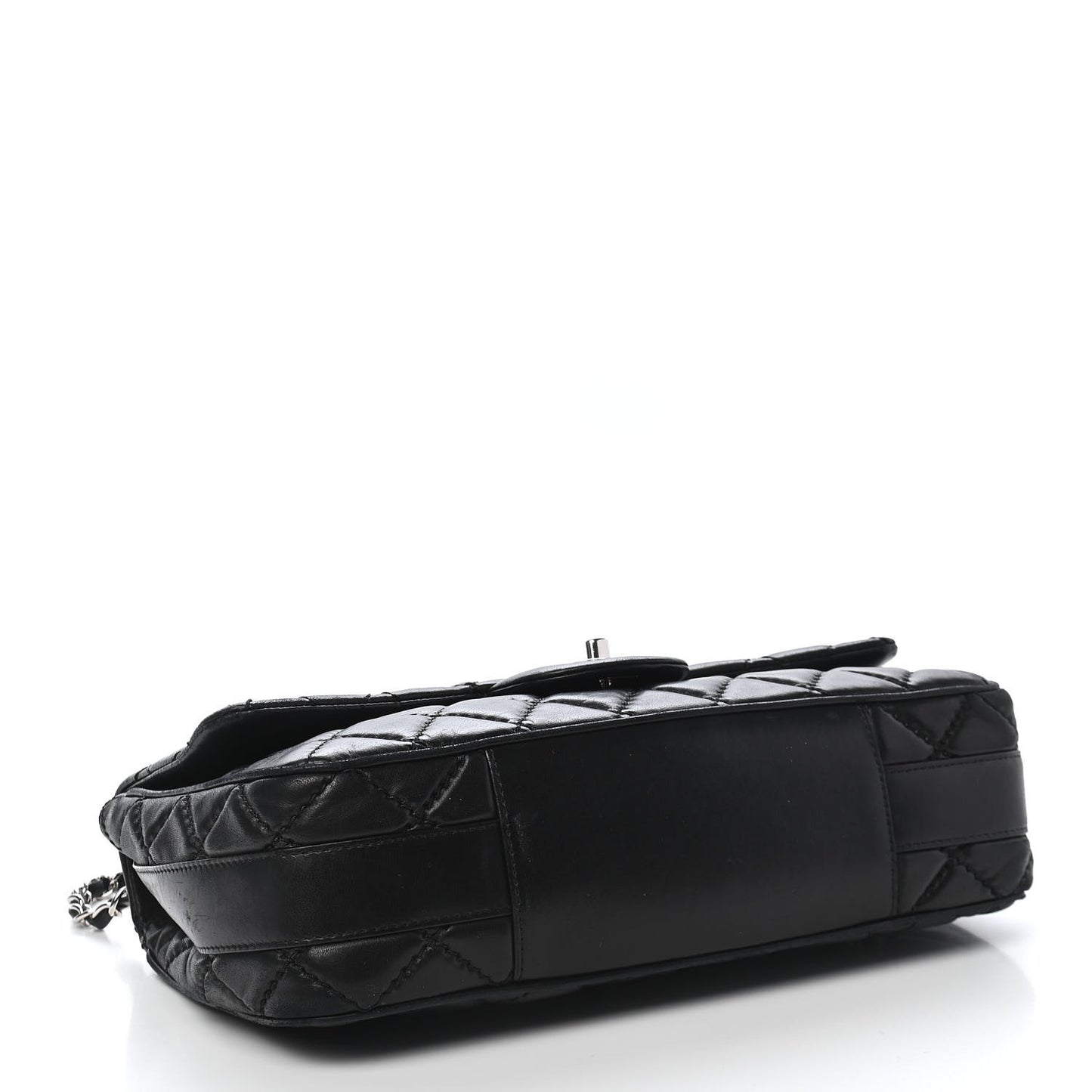 Lambskin Quilted Jumbo Easy Carry Flap Black