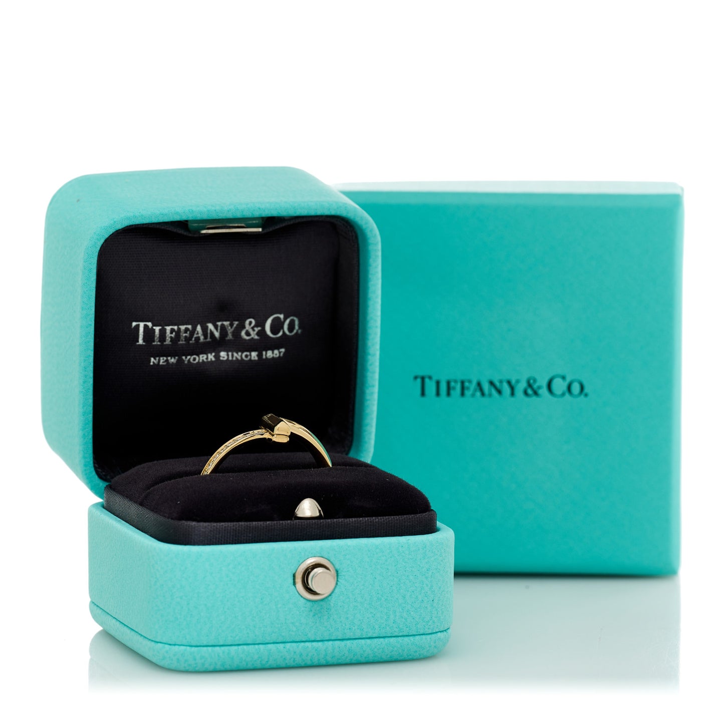 18K Yellow Gold Diamond T T1 Ring 57 8
