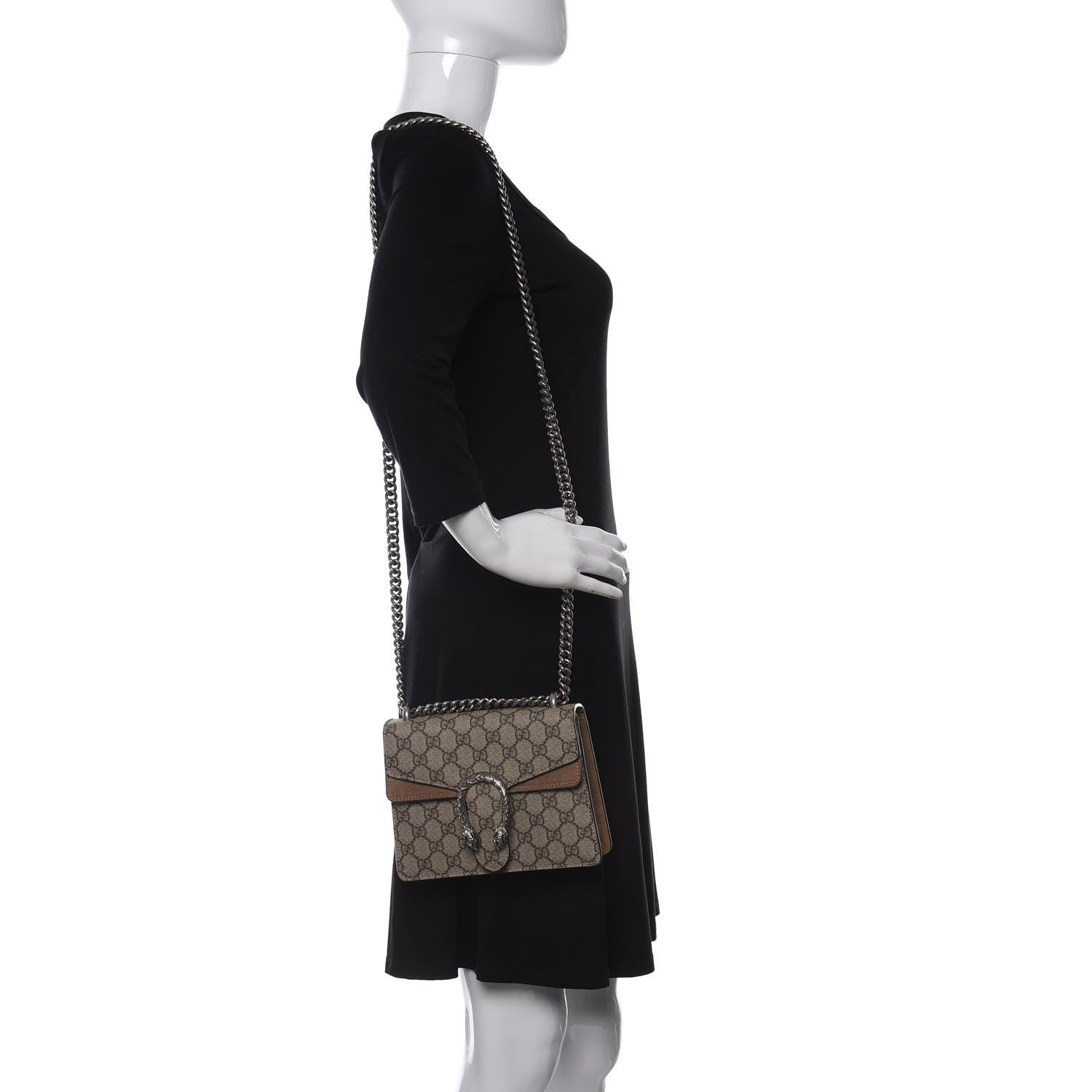 Gucci GG Supreme Monogram Mini Dionysus Shoulder Bag Taupe 2 of 11