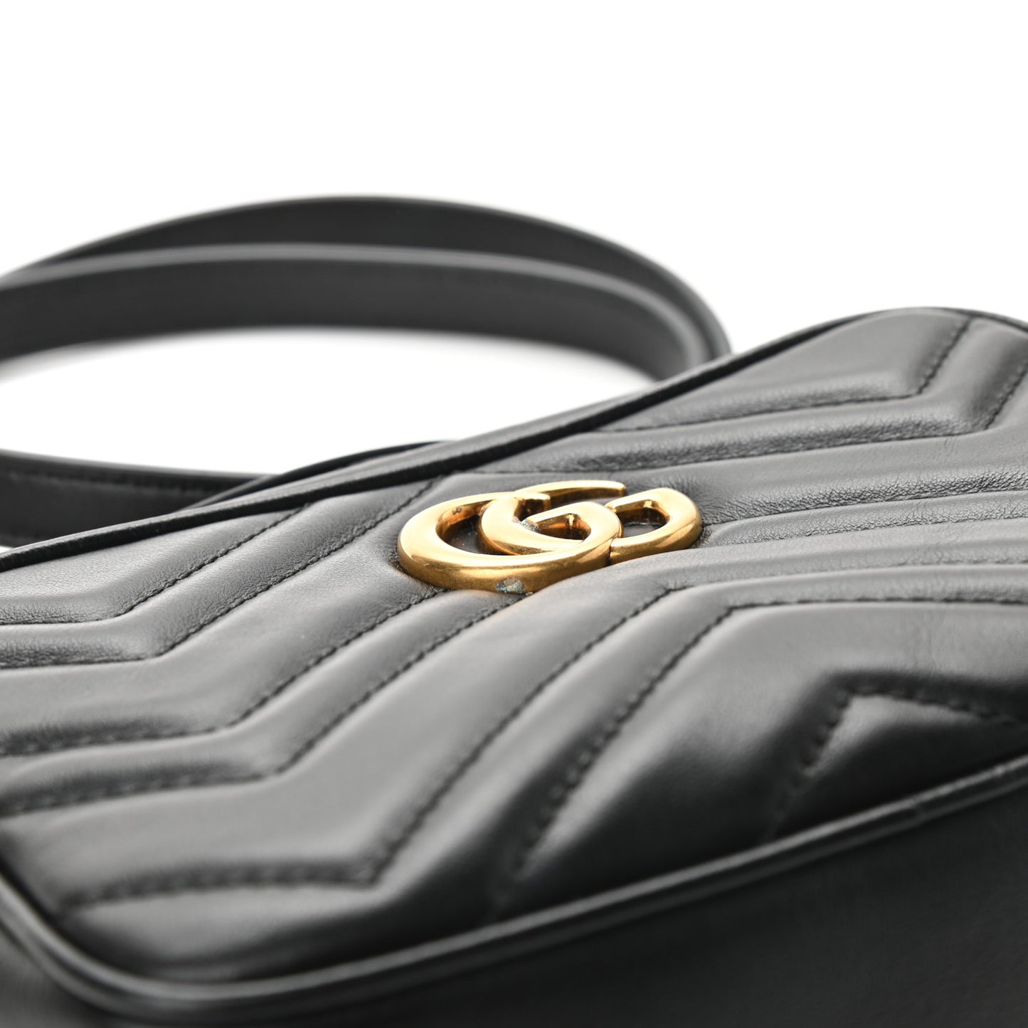 Calfskin Matelasse Mini GG Marmont Chain Shoulder Bag Black