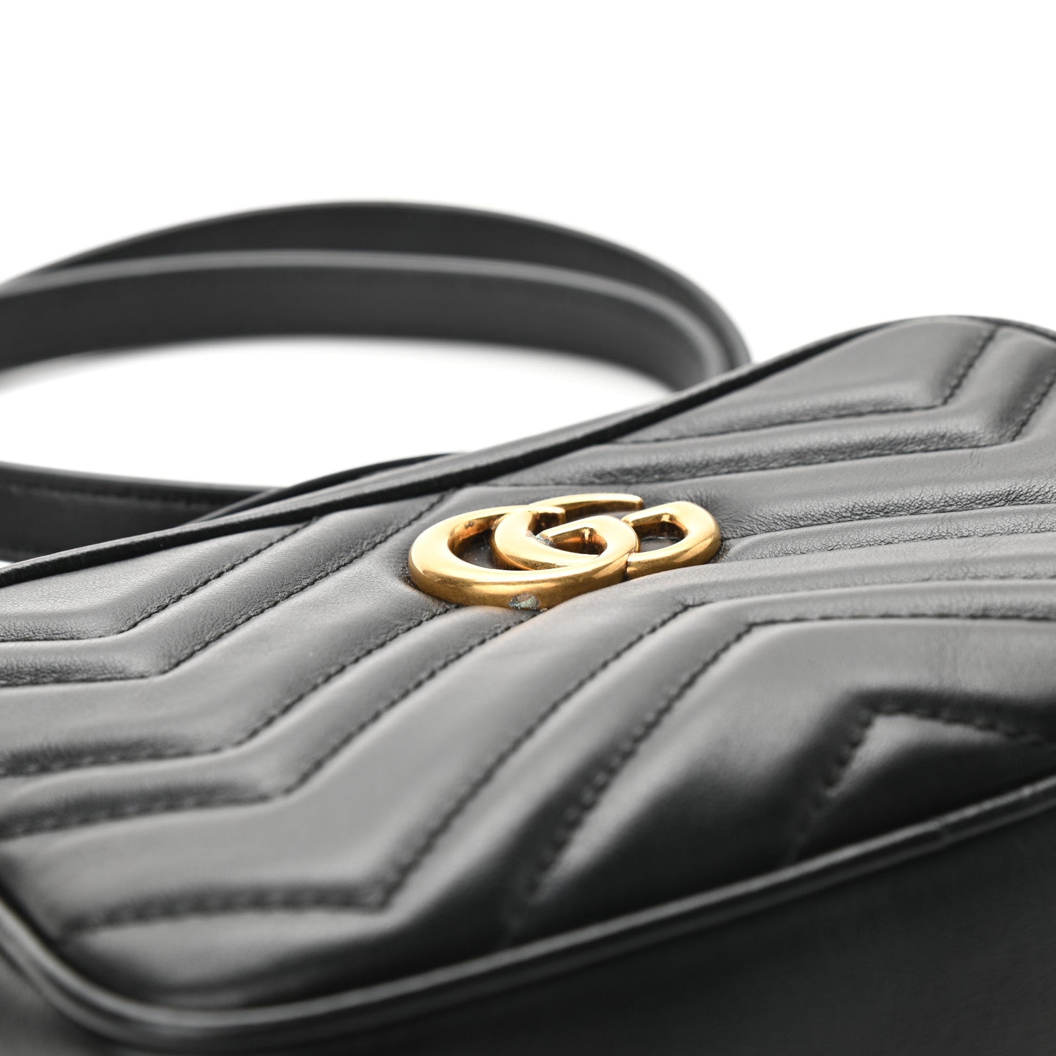 Gucci Calfskin Matelasse Mini GG Marmont Chain Shoulder Bag Black 6 of 11