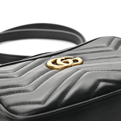 Gucci Calfskin Matelasse Mini GG Marmont Chain Shoulder Bag Black 6 of 11
