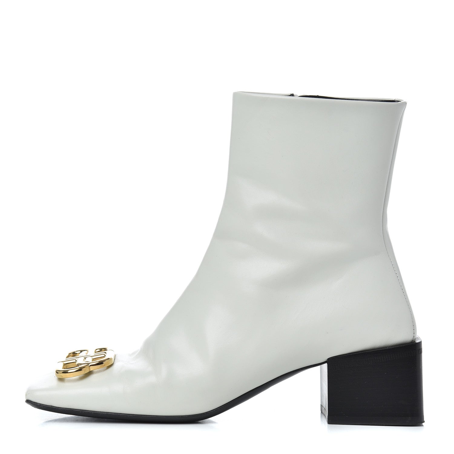 Balenciaga Calfskin Varenne BB Double Square Booties 36.5 White Gold 1 of 21