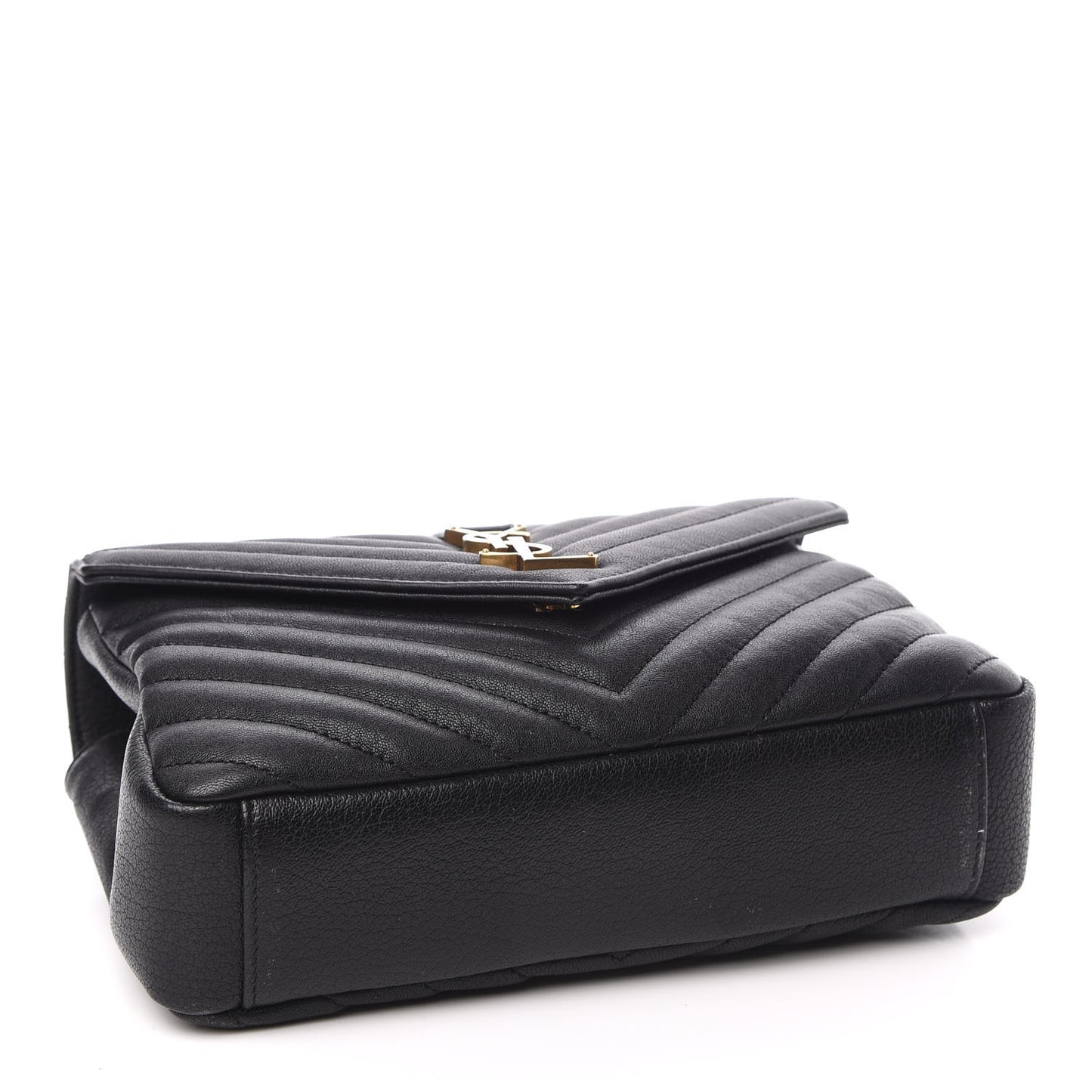 Sheepskin Matelasse Chevron Monogram Medium College Bag Black