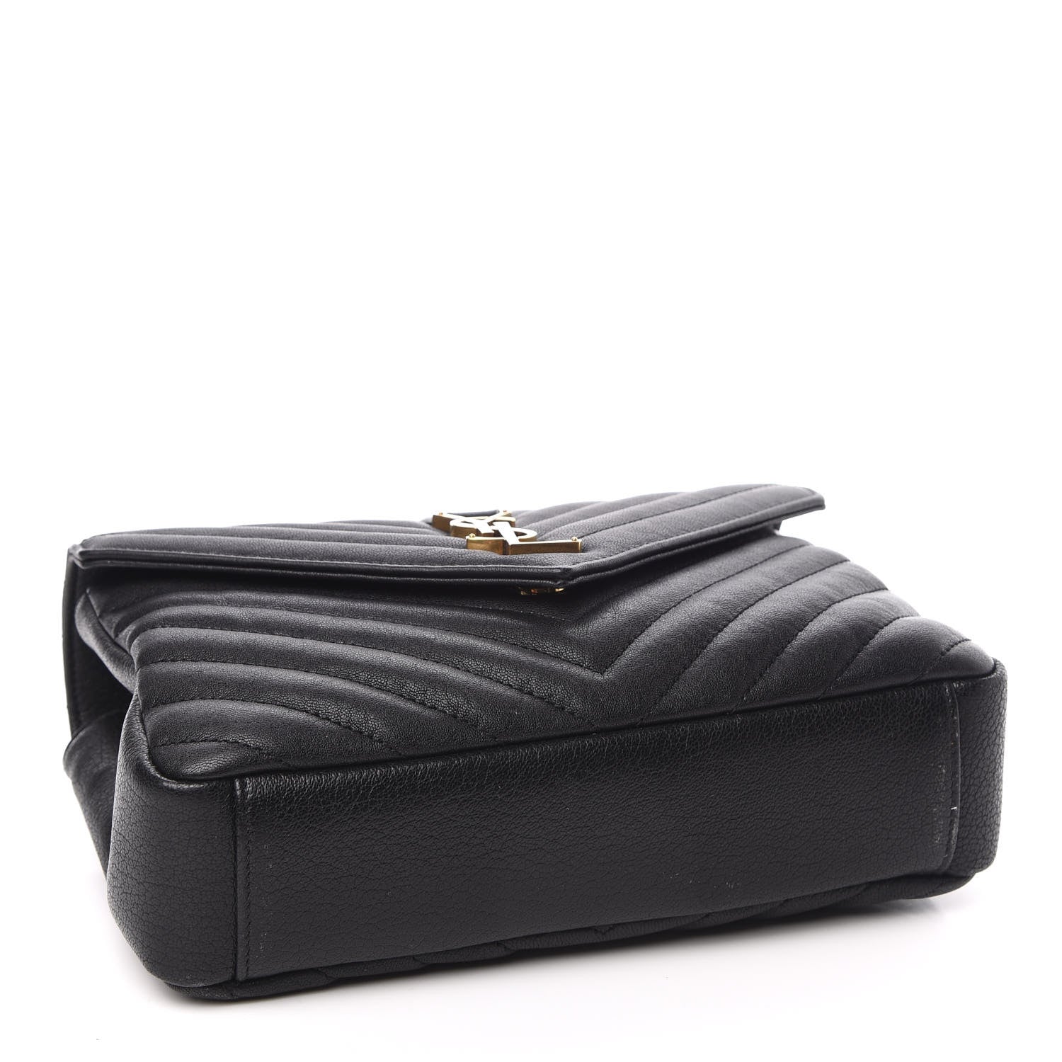 Saint Laurent Sheepskin Matelasse Chevron Monogram Medium College Bag Black 4 of 9