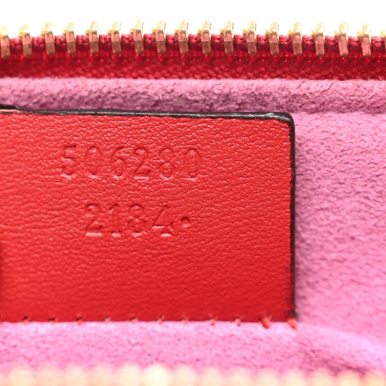 Gucci GG Supreme Monogram Bosco Patch Zip Pouch Beige Malva Hibiscus Red 7 of 9