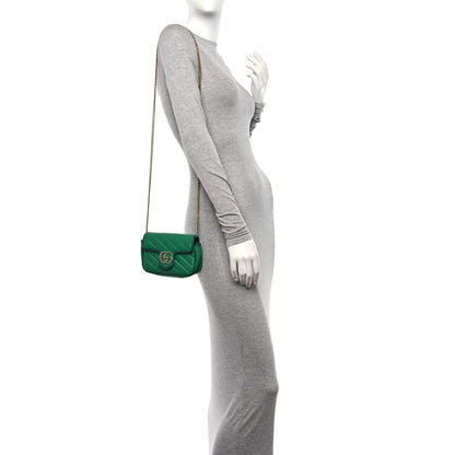 Gucci Azalea Calfskin Enamel Matelasse Diagonal Super Mini Torchon GG Marmont Shoulder Bag New Shamarock Emerald 2 of 11