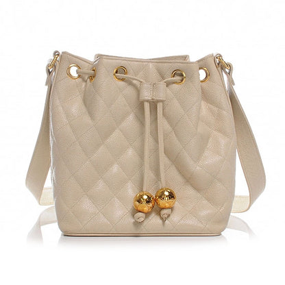 Chanel Caviar Drawstring Shoulder Bag Beige 1 of 8