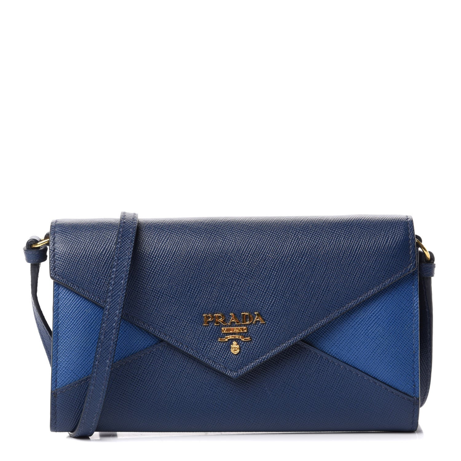 Prada Saffiano Envelope Crossbody Wallet Bluette Azzurro 1 of 8
