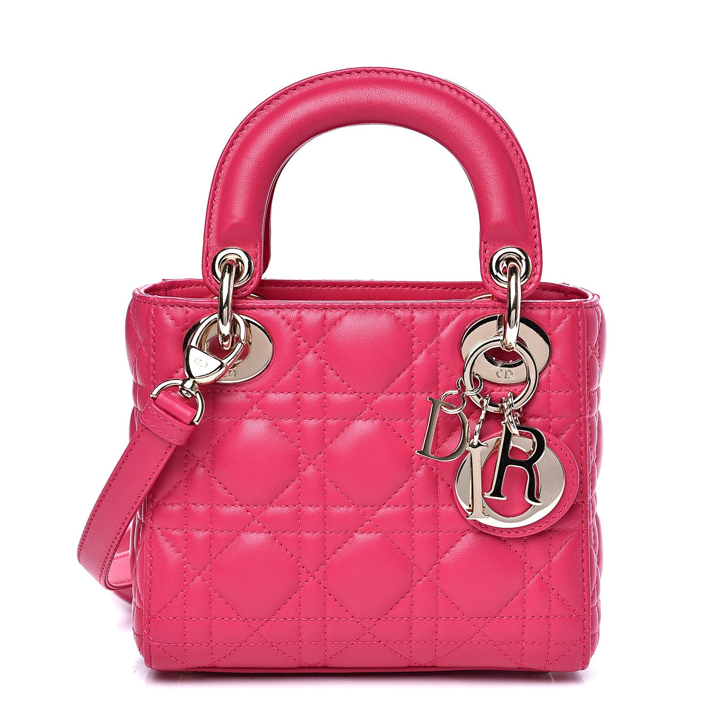 Christian Dior Lambskin Cannage Mini Lady Dior Fuchsia 1 of 8