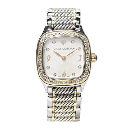 David Yurman Stainless Steel 18K Yellow Gold Diamond Mother of Pearl 25mm Thoroughbred Quartz Watch 1 of 6