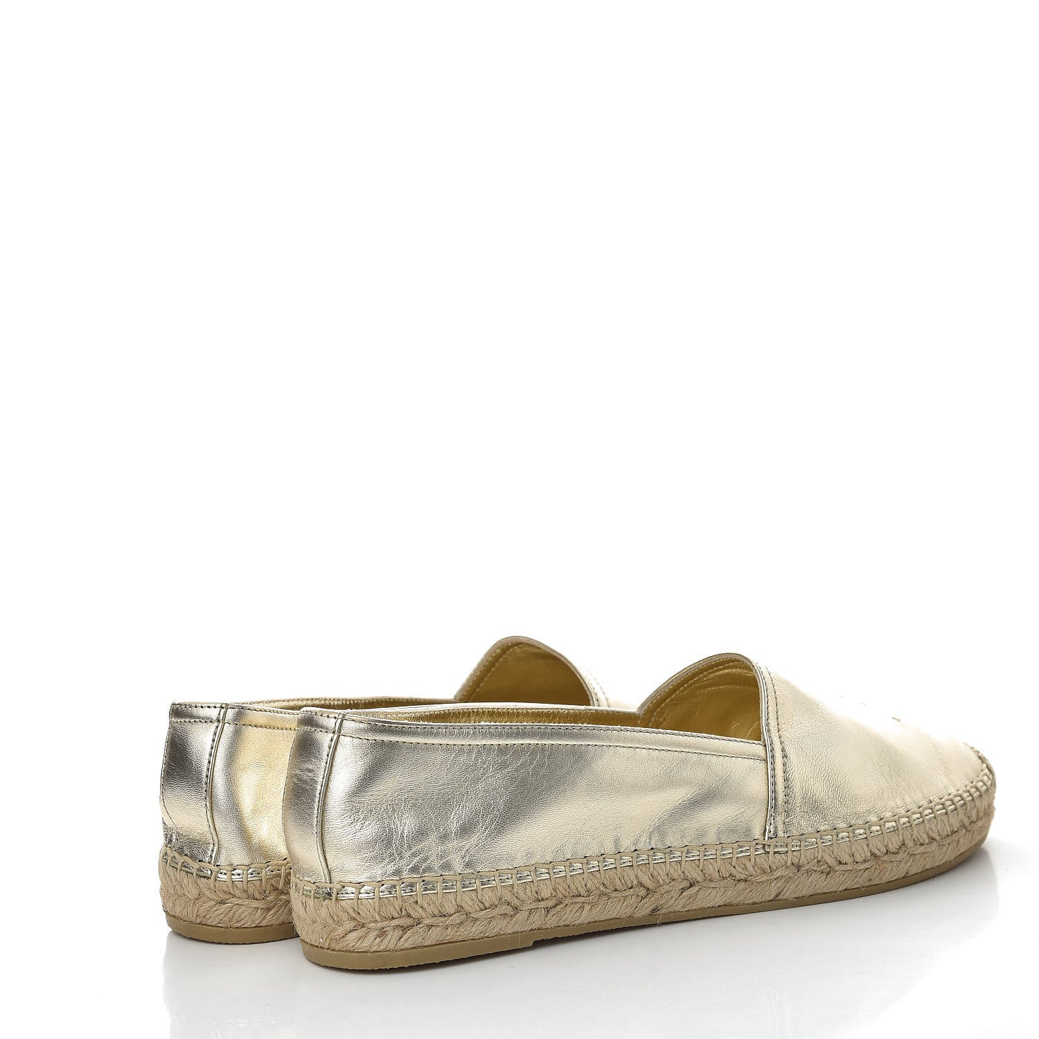 Saint Laurent Metallic Lambskin Monogram Espadrilles 39.5 Gold 4 of 10