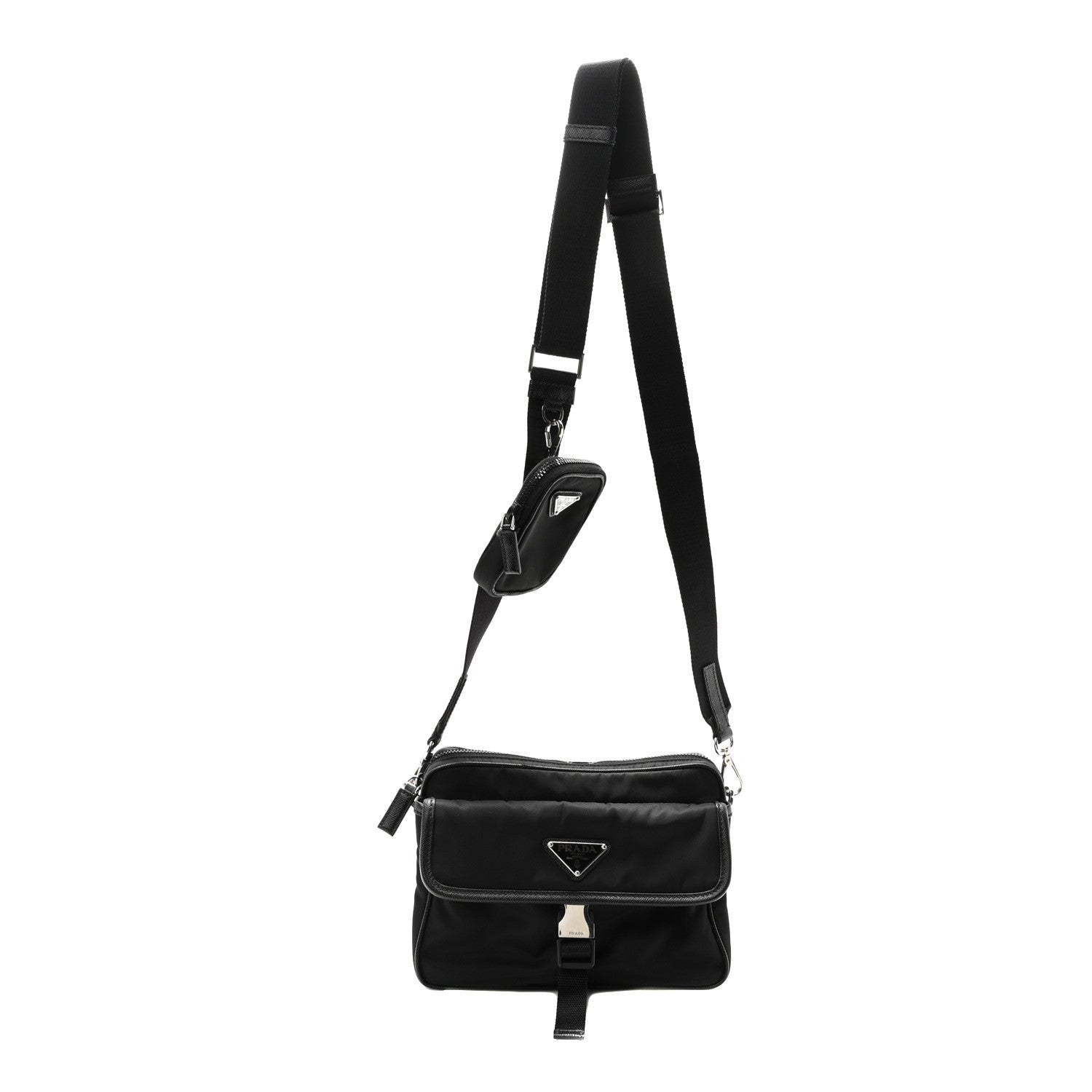 Prada Re-Nylon Saffiano Shoulder Bag Black 1 of 10