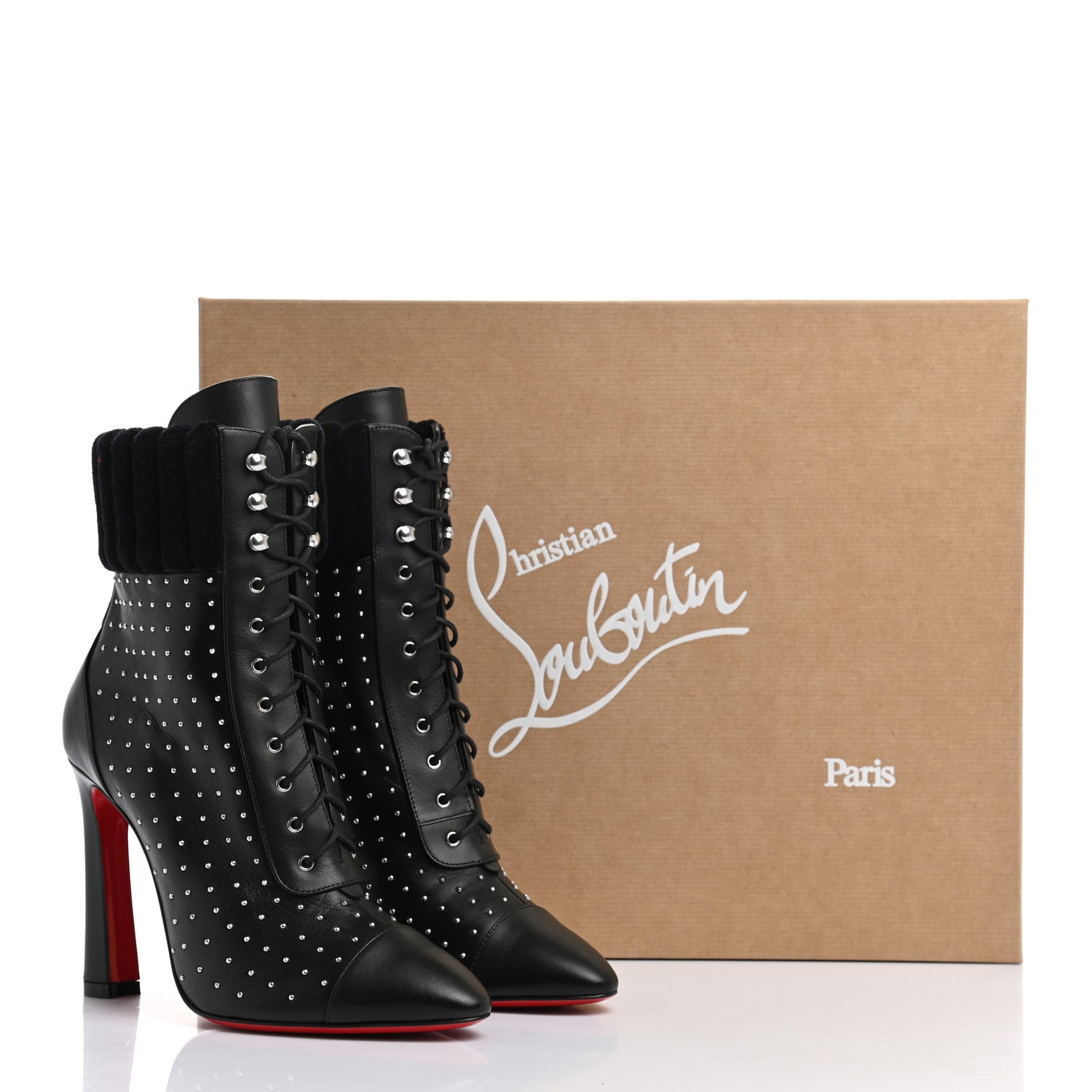 Christian Louboutin Calfskin Studded Dakita Booties 37 Black 8 of 8