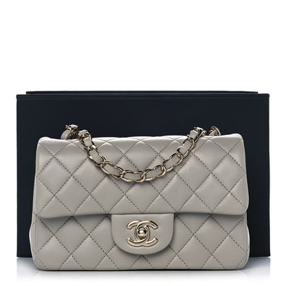Chanel Lambskin Quilted Mini Rectangular Flap Grey 12 of 12