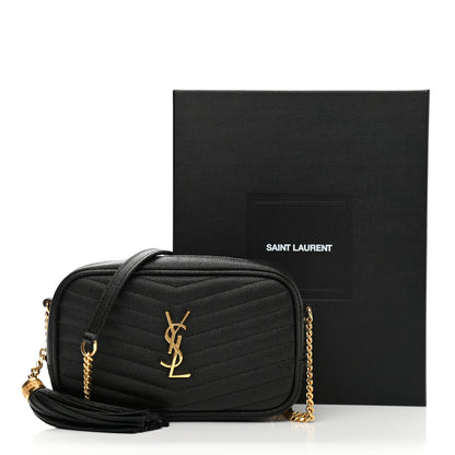 Saint Laurent Grain De Poudre Matelasse Monogram Mini Lou Camera Bag Black 11 of 11