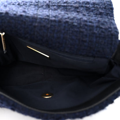 Chanel Tweed Quilted Medium Chanel 19 Flap Navy Blue Black 5 of 9